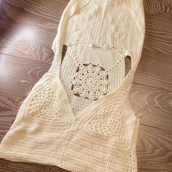 BOHO Cream crochet top with large hood size L